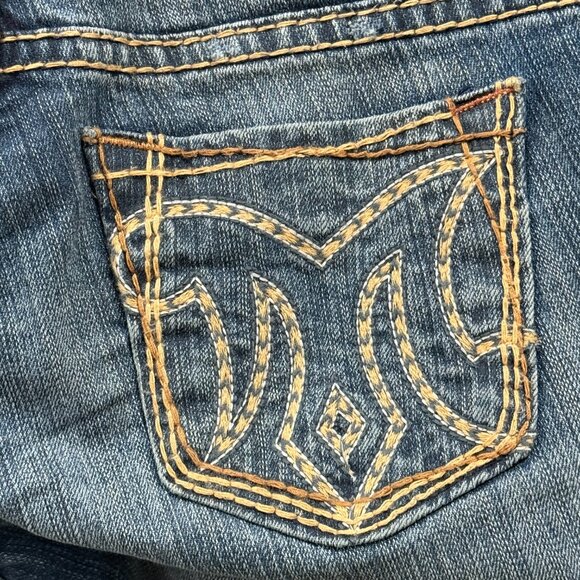 MEK DENIM LOW RISE BOOTCUT 25 Women's Denim Jeans Distressed Western Y2K Blue - Picture 10 of 12